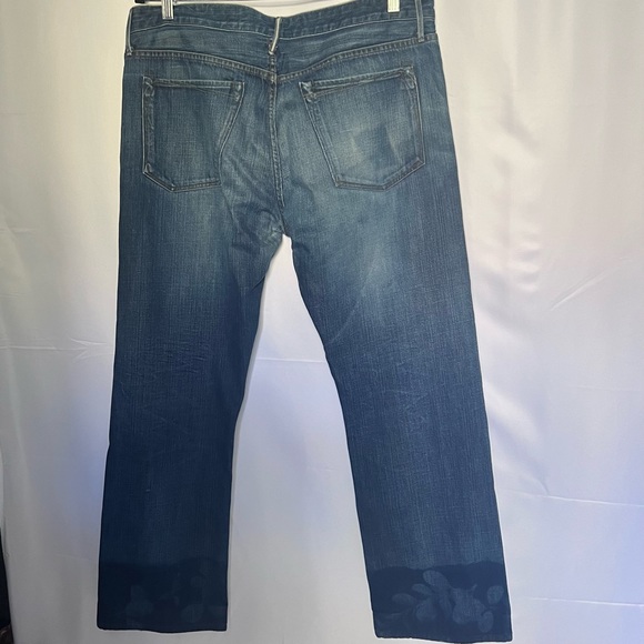 Earnest Sewn Jeans Size 38. Button fly. Floral Sun print on hem. - Picture 2 of 6